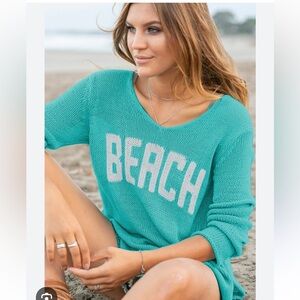 Wooden Ships Turquoise beach sweater.